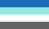 Thumbnail image: The Fraysexual Pride Flag consists of four colored stripes; Blue, Cyan, White, and gray. Blue and cyan were chosen as complementary colors of red and yellow, representing romantic and platonic love.