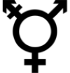 The black-and-white image of the transgender Unicode symbol uses a combination of male and female signs with a third arm representing trans people. thumbnail image