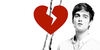 Confused man and a red broken heart symbol. thumbnail image
